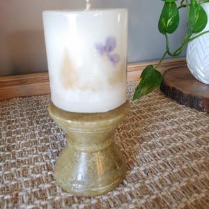 Vintage Solid Stone Candle Pedestal with Brass Pin