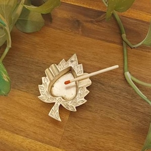 Vintage Small Solid Brass Etched Leaf Ash Tray