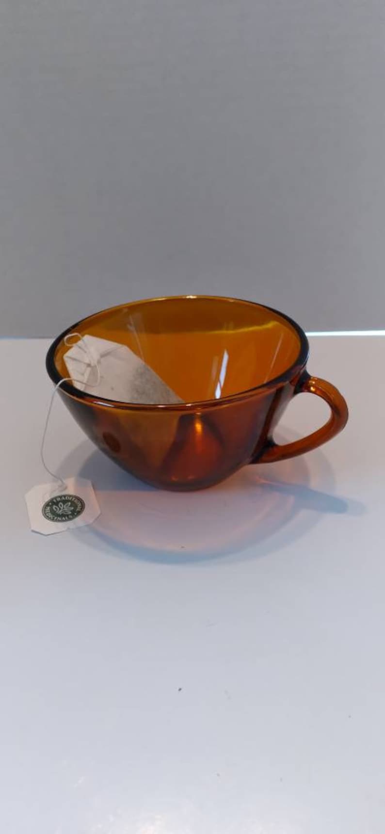 Set of 3 Vintage Amber Glass Tea Cups
