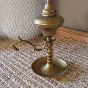 Vintage Solid Brass Scrolled Handle Oil Lamp