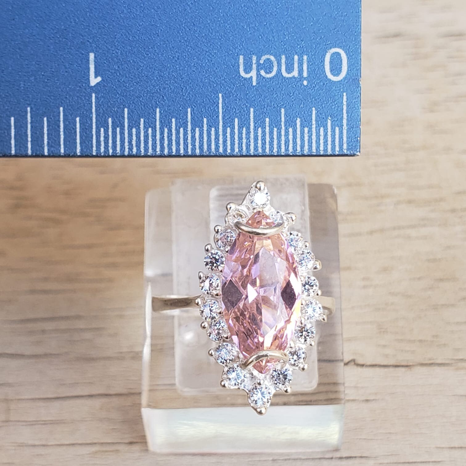 Flower Epoxy Gum Oil Inlaid Zircon 925 Silver Ring