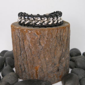 Chain and leather bracelet