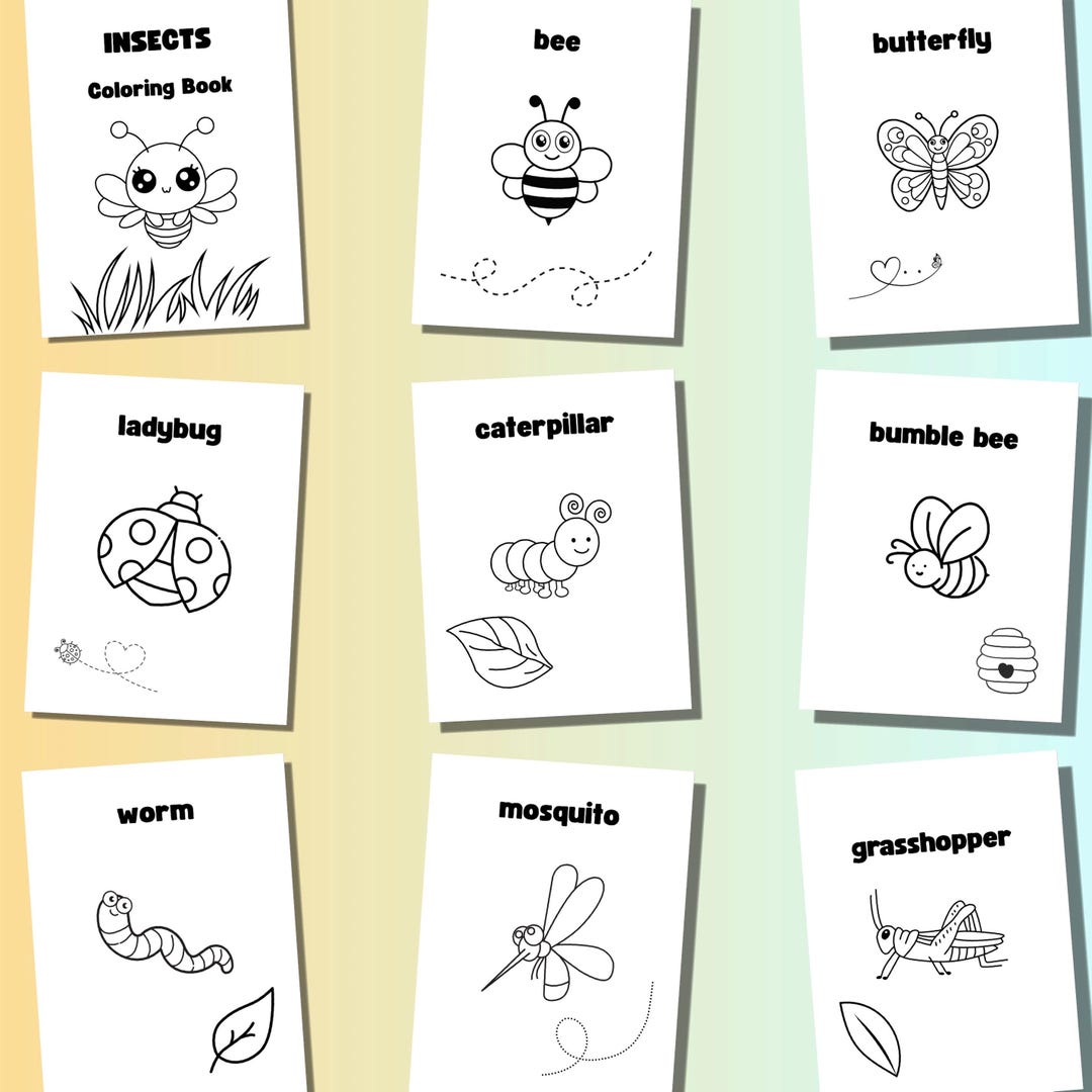 Insects Coloring Book for Kids - Etsy