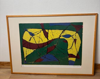 Abstract Framed Print Signed and Numbered 3/4 by Artist: Mehmet Largin 1999 in Istanbul