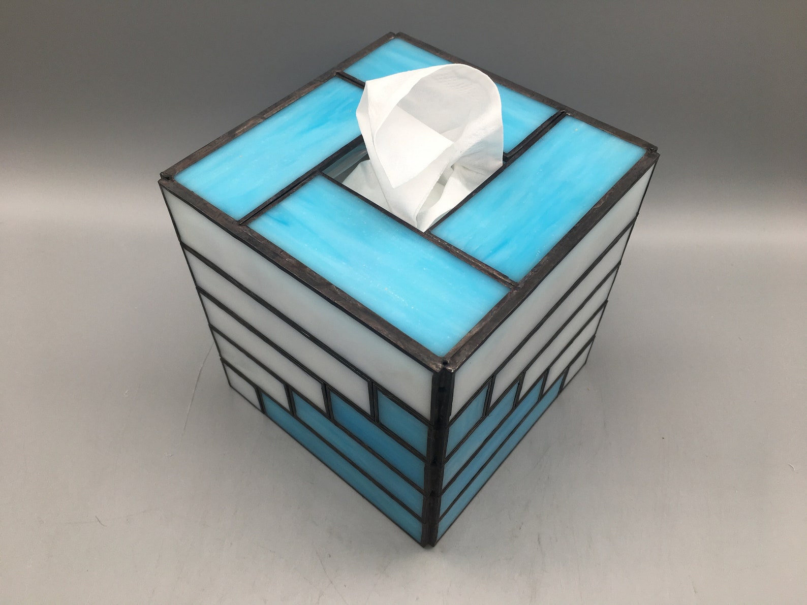 Nantucket Stained Glass Tissue Box Cover Etsy