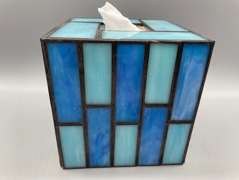 Blue Bayou Stained Glass Tissue Box Cover Etsy