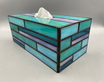 Jewel Tones stained glass tissue box cover