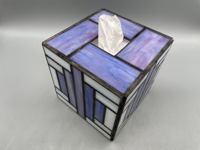 Art Deco Stained Glass Tissue Box Cover Lavender Etsy