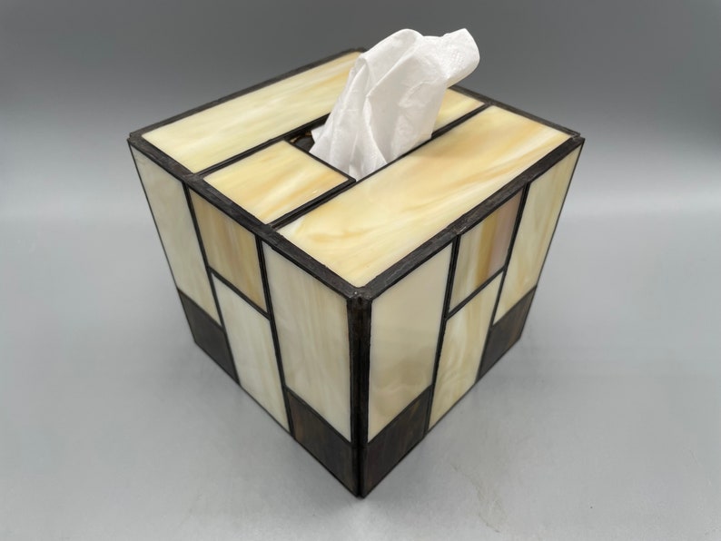 Prairie Style Stained Glass Tissue Box Cover Etsy
