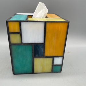 Caribbean Stained Glass Tissue Box Cover - Etsy