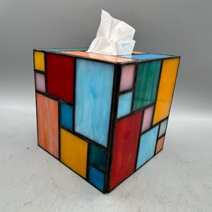Kaleidoscope - Handcrafted Stained Glass Tissue Box Cover