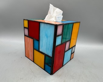Kaleidoscope - Handcrafted Stained Glass Tissue Box Cover