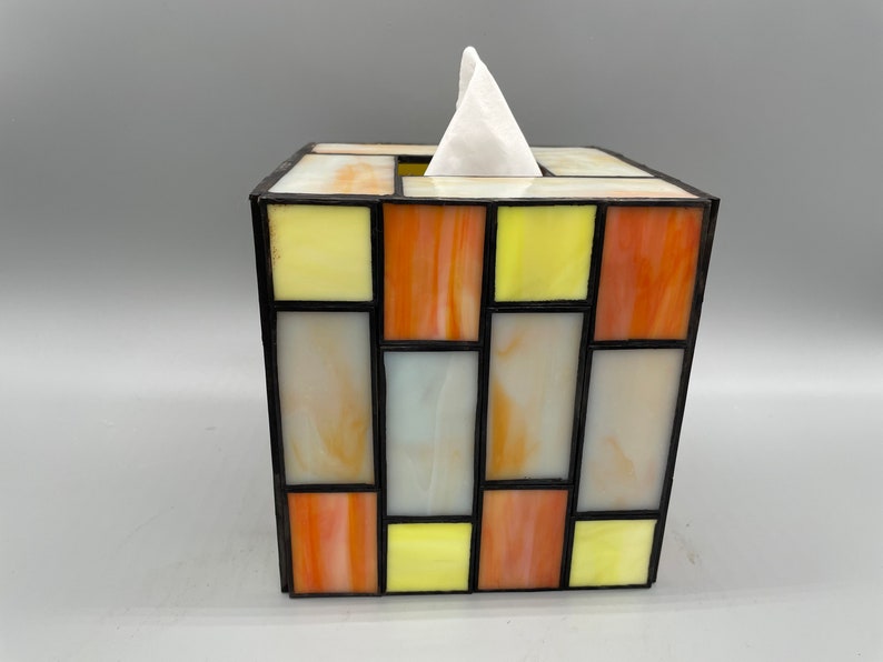 Creamsicle Stained Glass Tissue Box Cover Etsy