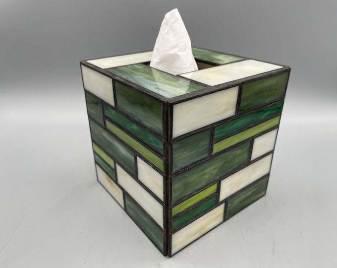Jade Garden Stained Glass Tissue Box Cover Upright Etsy