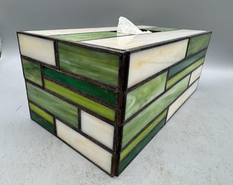 Jade Garden - Handcrafted Stained Glass Tissue Box Cover