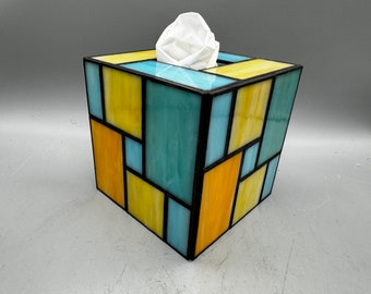 Caribbean stained glass tissue box cover