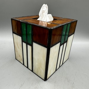 Craftsman Style Stained Glass Tissue Box Cover - Etsy