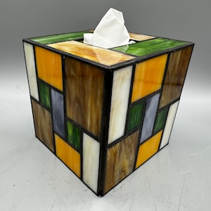 Tuscan Stained Glass Tissue Box Cover