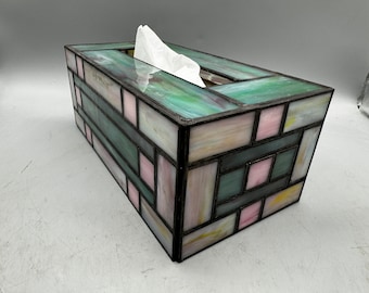 Victorian stained glass tissue box cover