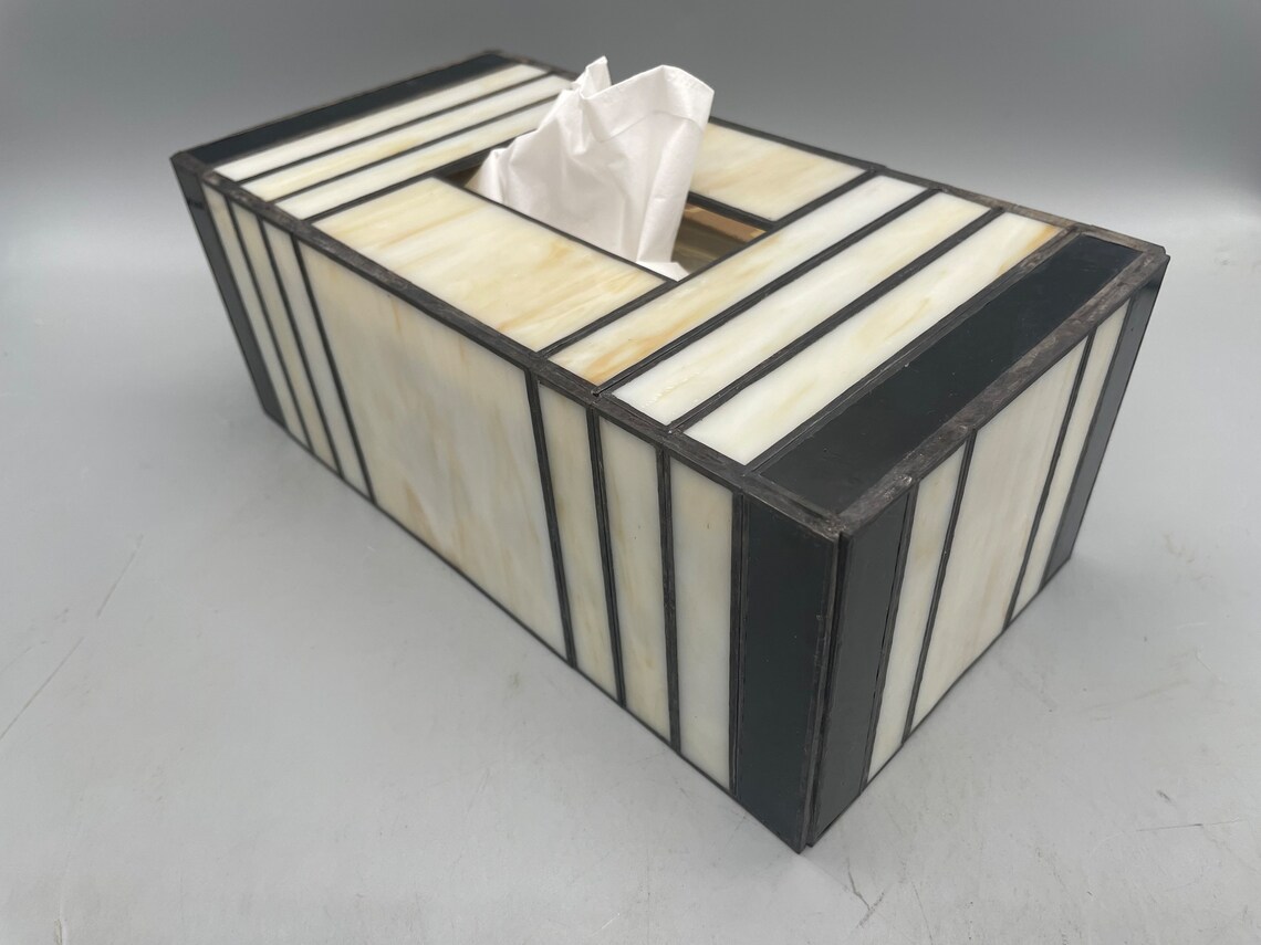 Console Stained Glass Tissue Box Cover Etsy