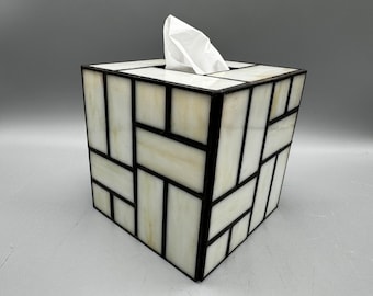 Serenity stained glass tissue box cover - square