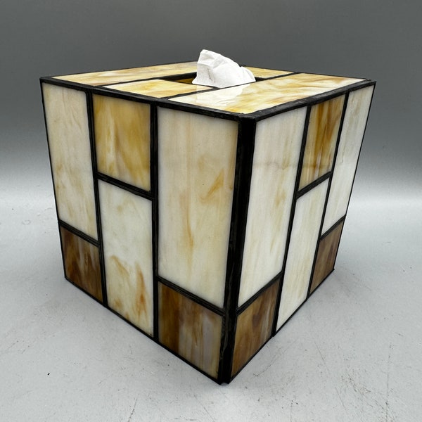 Prairie Style Stained Glass Tissue Box Cover