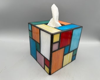 Kaleidoscope stained glass tissue box cover