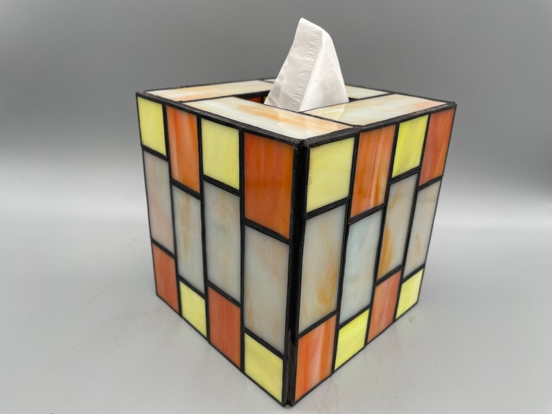 Creamsicle Stained Glass Tissue Box Cover Etsy