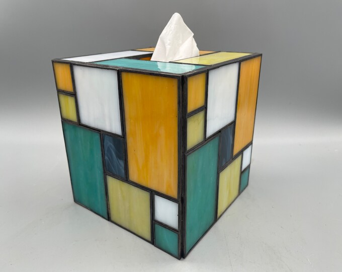 Caribbean Stained Glass Tissue Box Cover Etsy