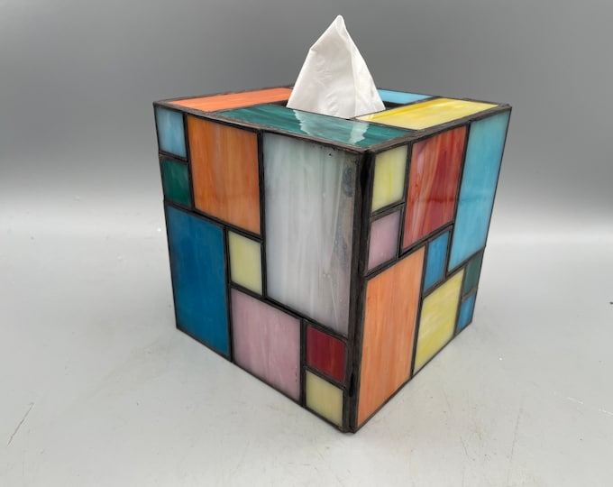 Kaleidoscope Stained Glass Tissue Box Cover Etsy