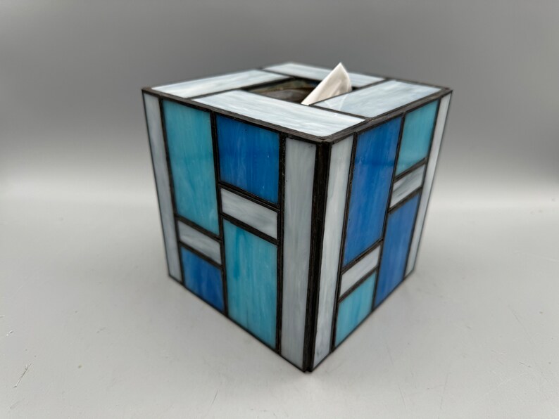 Blue Bells Stained Glass Tissue Box Cover Etsy