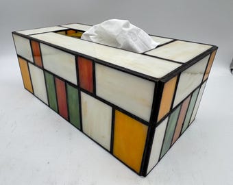 Copertura per scatola fazzoletti in vetro colorato realizzata a mano - Estate
