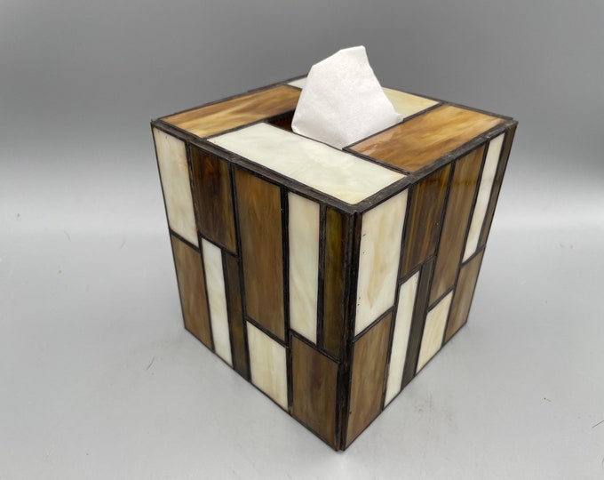 Mission Style Stained Glass Tissue Box Cover Upright Etsy