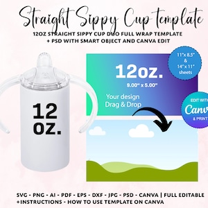 12 Oz Sippy Cup Tumbler Template, 12 Oz Sippy Cup Wrap, Sippy Cup Png, sippy sublimation template, 12 oz sippy blank template