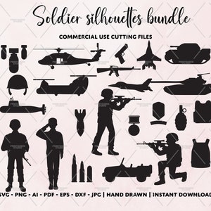 Soldier silhouette svg bundle pack, Soldiers Svg, Military SVG Bundle, Military clipart, Military vector, Army svg bundle, Soldiers Clipart