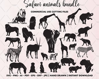 Safari Animals SVG Bundle: Africa Wildlife Clipart (Digital Download)