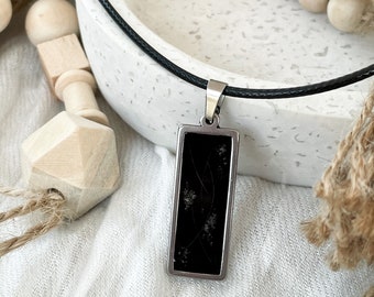 DIY Men’s keepsake necklace - Cremation pendant made with ashes, hair or fur custom made stone with resin