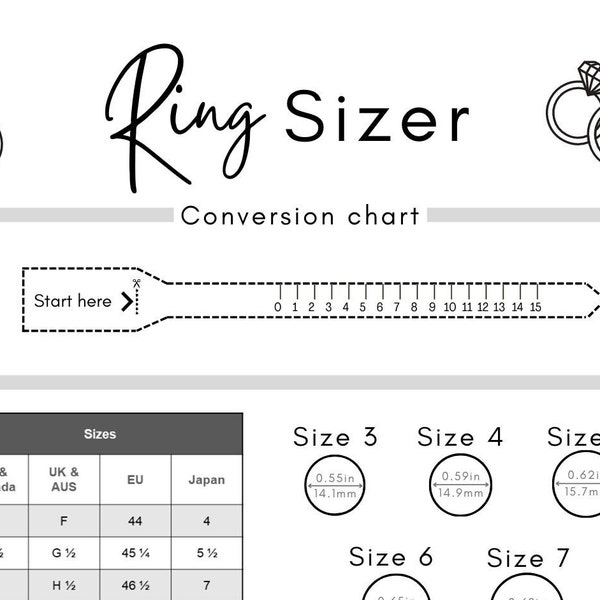 Find your ring size downloadable PDF guide ring chart and sizer