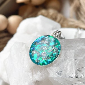 Turquoise - Collier souvenir fait de résine avec de la cendre, des cheveux ou de la fourrure