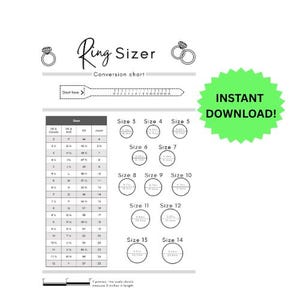 Find your ring size downloadable PDF guide ring chart and sizer