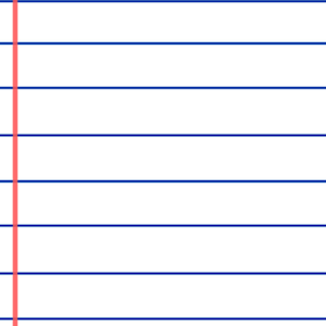 May include: A close-up of a blank notebook page with horizontal blue lines and a vertical red margin line on a white background. The lines are evenly spaced, creating a ruled paper effect.