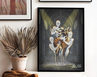 The Guilt Art Print 11" x 14" - Digital Painting Dark Horror Creepy Monster Not Deer Ghost Drawing Poster Print