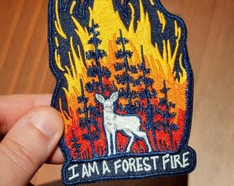 I Am A Forest Fire Iron On Embroidered Patch - Mitski fan art burning hill- Dark Animal, Creepycore
