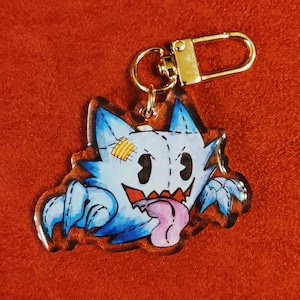 Plush Haunter Ghost Keychain - Double Sided Pokemon Fan Art Cute Ghost Type, Drawing Kawaii Cartoon Cat Anime Plushie Nintendo Fan Gift