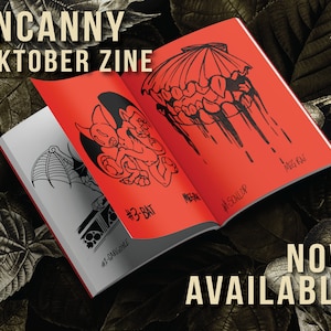 Uncanny Inktober Art Zine - a5 ink artzine, inktober illustration book original dark weird art goth aesthetic creepy horror drawing