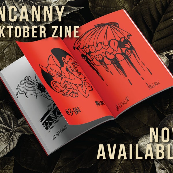 Uncanny Inktober Art Zine - a5 ink artzine, inktober illustration book original dark weird art goth aesthetic creepy horror drawing