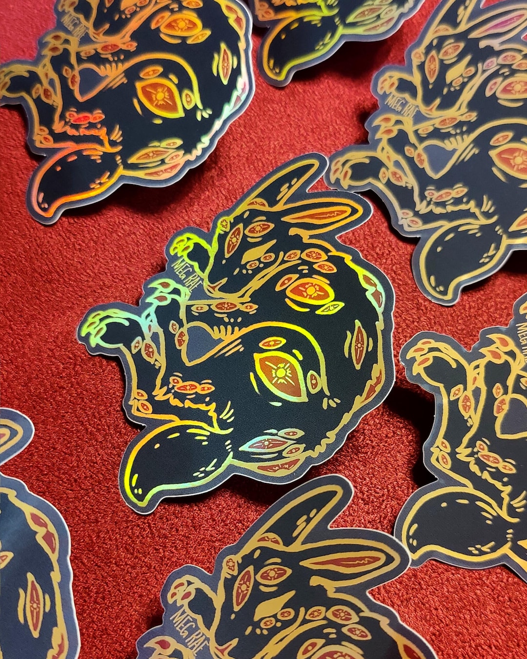 Year of the Rabbit Sticker - Gold Rainbow Holographic Vinyl Sticker ...