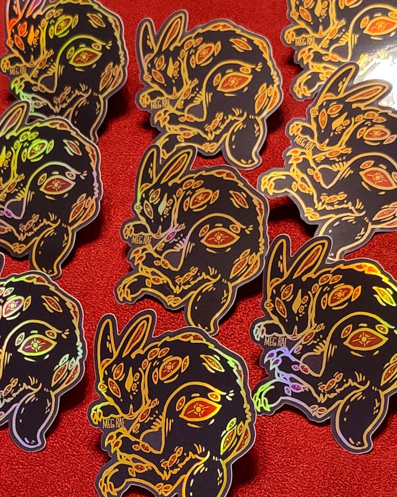 Year of the Rabbit Sticker - Gold Rainbow Holographic Vinyl Sticker ...