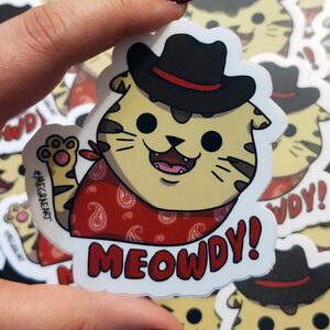 MEOWDY Cowboy Cat Stickers - Kawaii Cute Western Cat Printed Decal Sticker Laptop Phone Car Funny Quote Sticker, Gifts for Her, Western