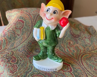 Back to School Adorable September Elf Figurine Ready to Learn! Compete with Books and an Apple for the Teacher